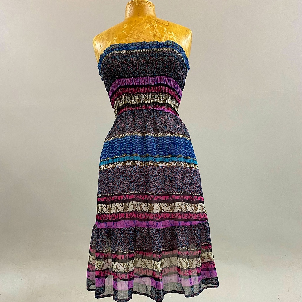 Lavand. Festival Hippie Strapless Midi Dress Stretchy Small
